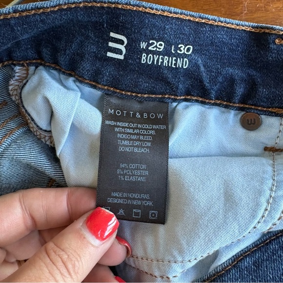 Mott & Bow Boyfriend Dark Blue Jeans Women’s 29 High Rise Classic Straight - Picture 9 of 9